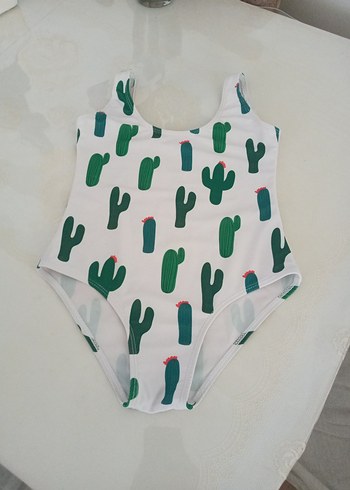 Kız Çocuk Beyaz Kaktüs Desenli Mayo - Görsel 3