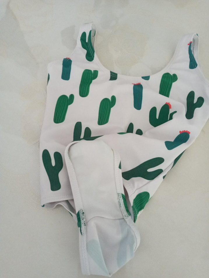 Kız Çocuk Beyaz Kaktüs Desenli Mayo - Görsel 4