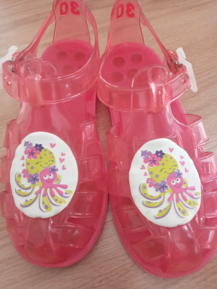 Pembe Baskılı Tokalı Kız Çocuk Sandalet - Görsel 3