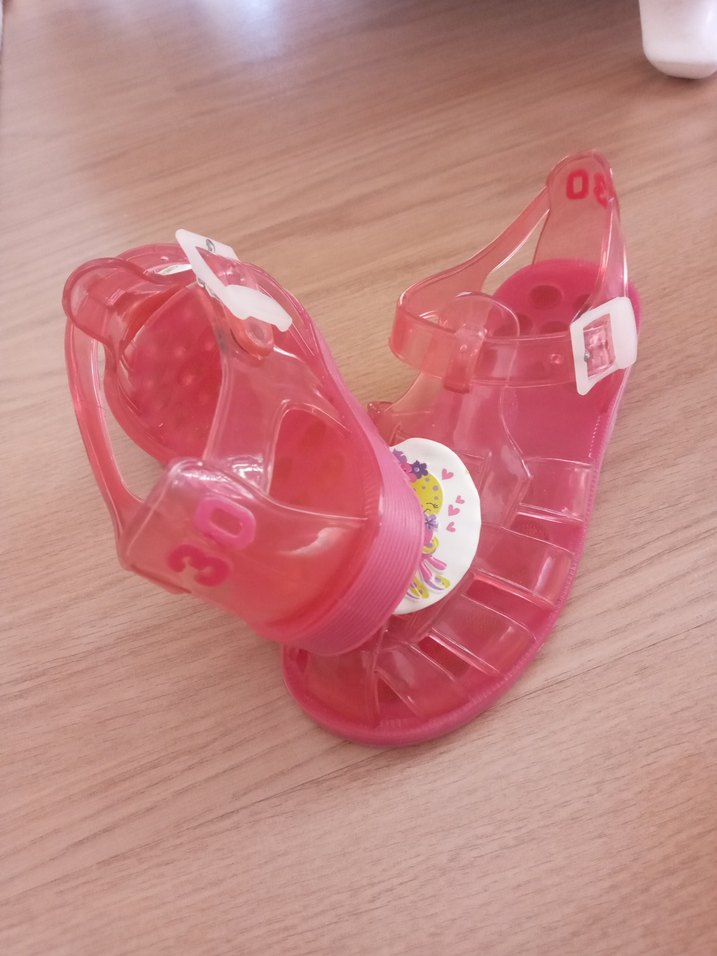 Pembe Baskılı Tokalı Kız Çocuk Sandalet - Görsel 2