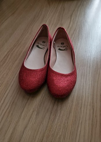 Kızlar için Kırmızı Simli Babet Ayakkabı - Görsel 3