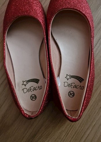 Kızlar için Kırmızı Simli Babet Ayakkabı - Görsel 5