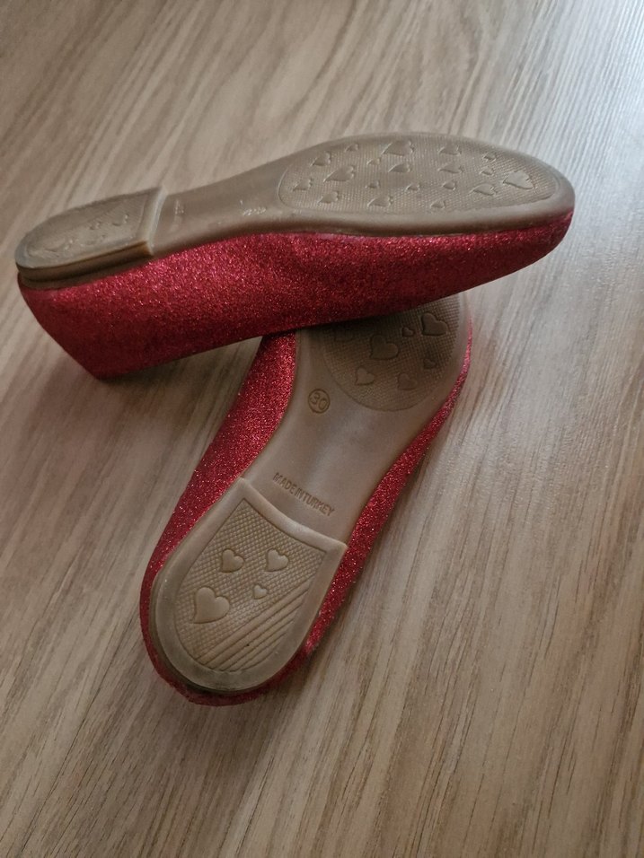 Kızlar için Kırmızı Simli Babet Ayakkabı - Görsel 4