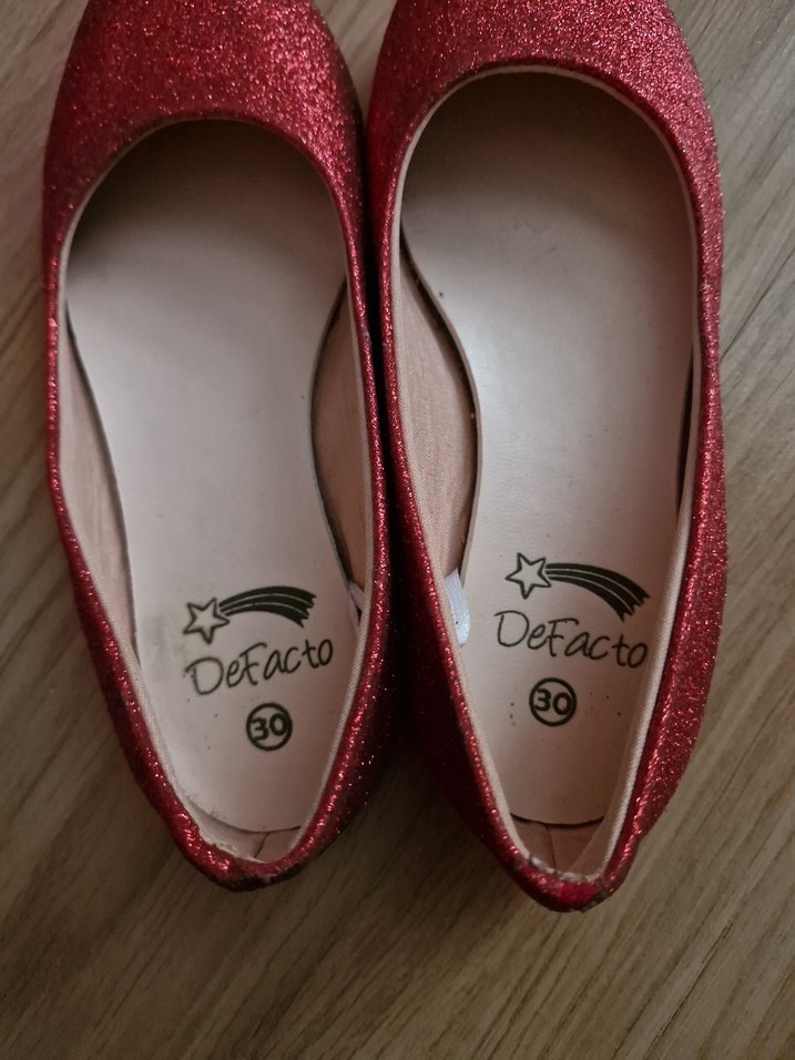 Kızlar için Kırmızı Simli Babet Ayakkabı - Görsel 5