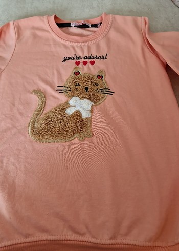 Kız Çocuk somon uzun  Kollu Sweatshirt - Görsel 2