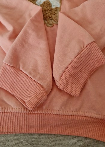 Kız Çocuk somon uzun  Kollu Sweatshirt - Görsel 4