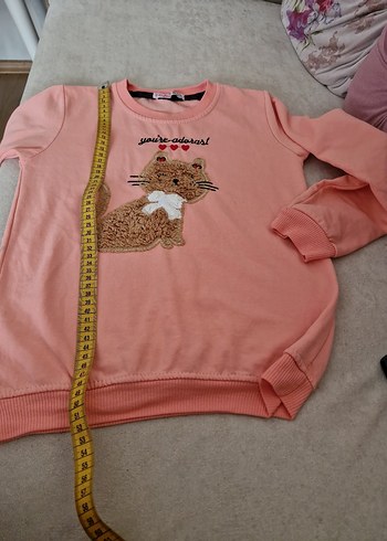 Kız Çocuk somon uzun  Kollu Sweatshirt - Görsel 6