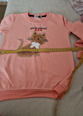 Kız Çocuk somon uzun  Kollu Sweatshirt - Görsel 5