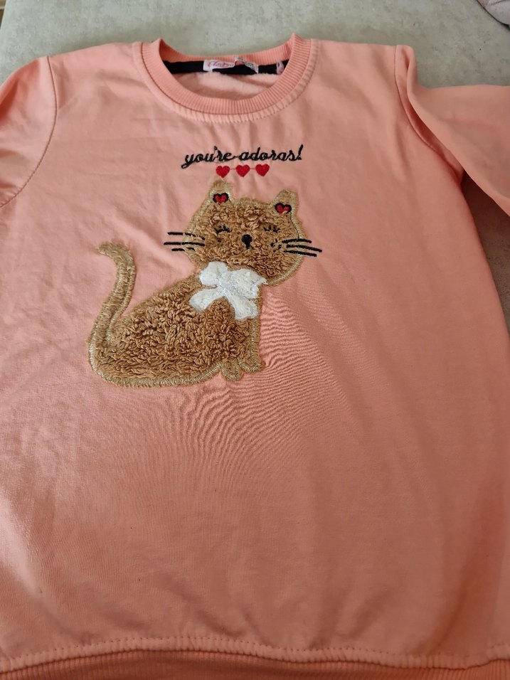 Kız Çocuk somon uzun  Kollu Sweatshirt - Görsel 2