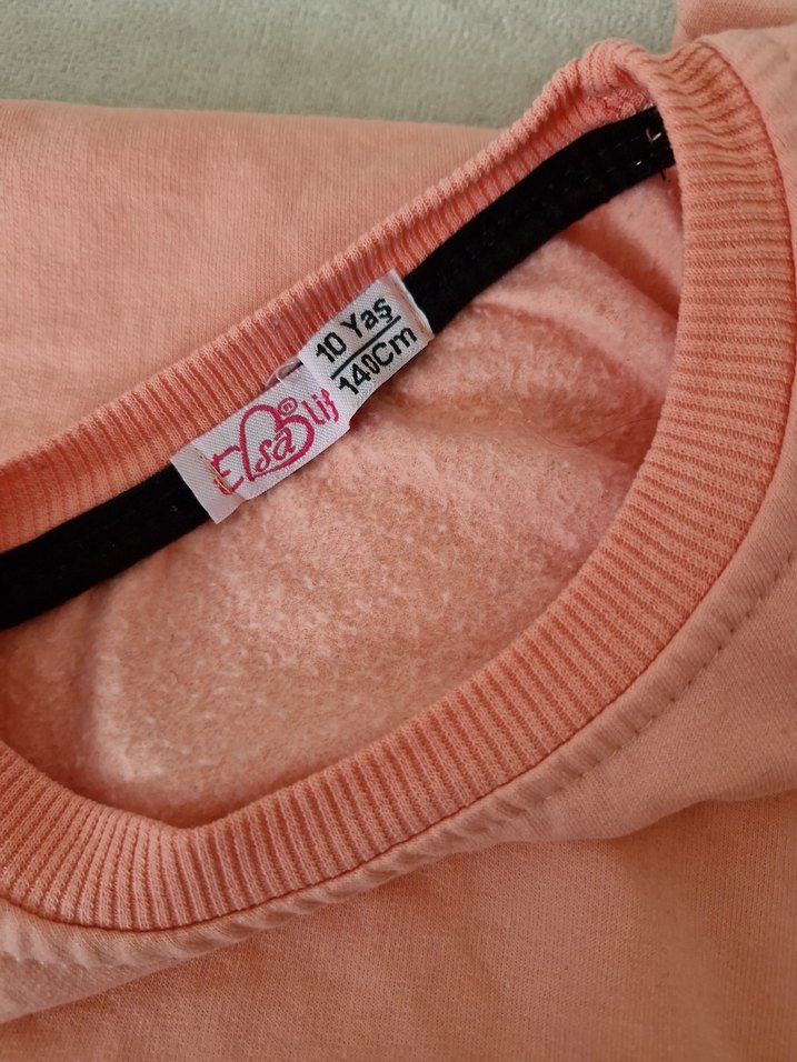 Kız Çocuk somon uzun  Kollu Sweatshirt - Görsel 3