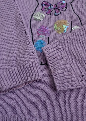 Mor Örme Kolsuz Kız Kazak - Görsel 3