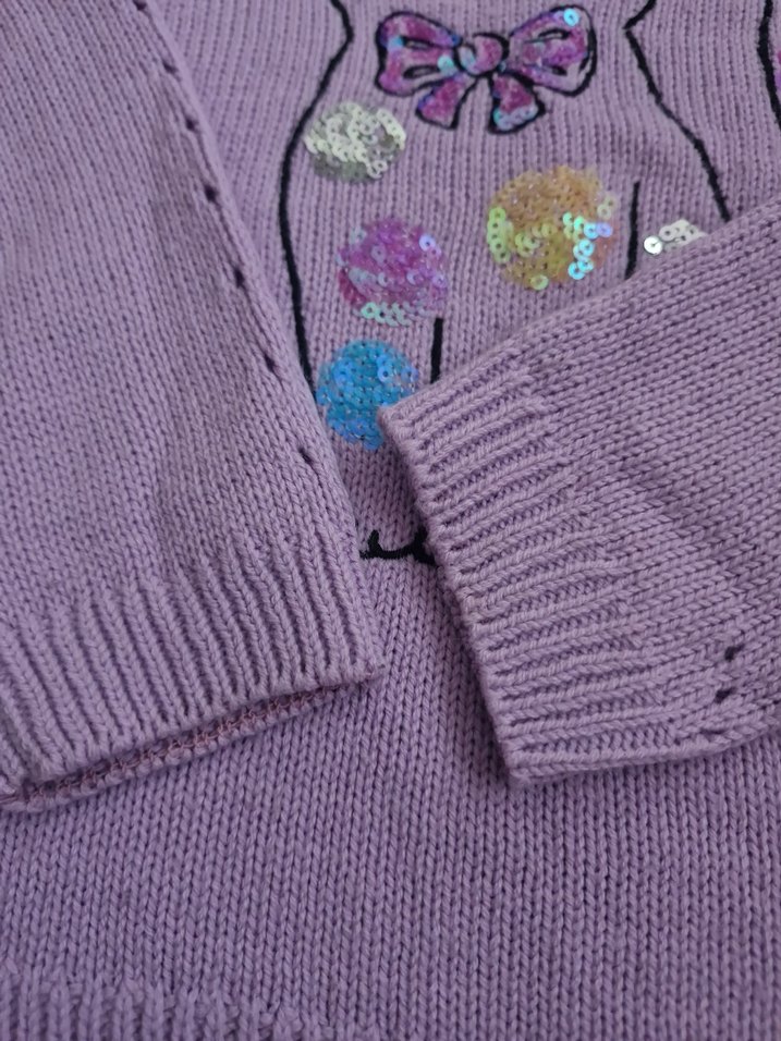 Mor Örme Kolsuz Kız Kazak - Görsel 3