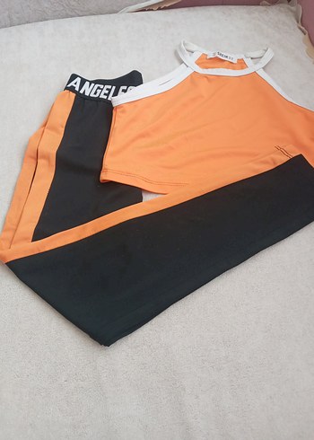 Baskılı Turuncu Siyah Spor Tayt - Görsel 3