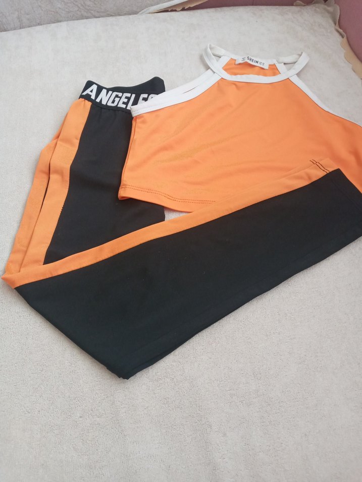 Baskılı Turuncu Siyah Spor Tayt - Görsel 3