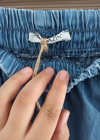 38 Beden mavi Renk Kadın Mavi Kemerli Rahat Kesim kot pantolon