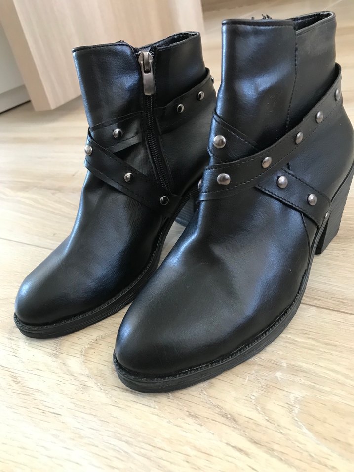Siyah Deri Tokalı Biker Bot - Görsel 2