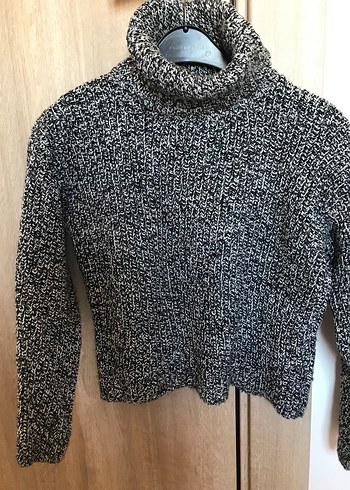 Gri Kısa Balıkçı Yaka Kadın Kazak - Görsel 2