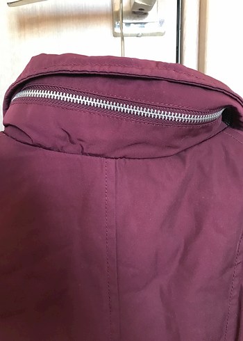 Bordo Kadın Düğmeli Fermuarlı Ceket - Görsel 8