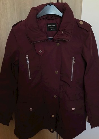 Bordo Kadın Düğmeli Fermuarlı Ceket - Görsel 3