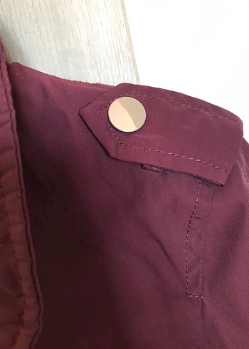 Bordo Kadın Düğmeli Fermuarlı Ceket - Görsel 7