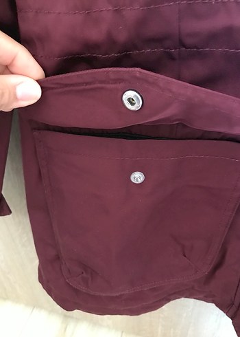 Bordo Kadın Düğmeli Fermuarlı Ceket - Görsel 4