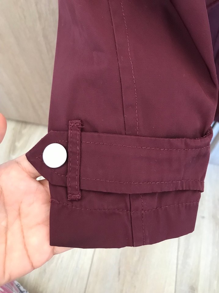 Bordo Kadın Düğmeli Fermuarlı Ceket - Görsel 5