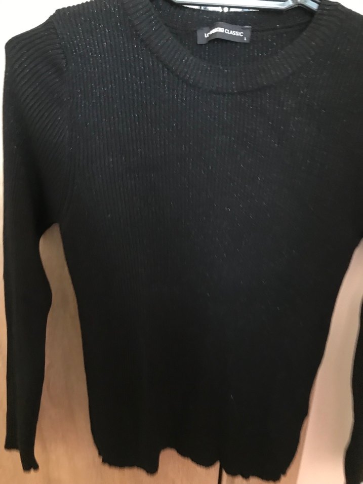 Siyah Kadın Triko Uzun Kollu Kazak - Görsel 5