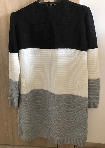 Renk Bloklu  Triko Hırka - Görsel 2