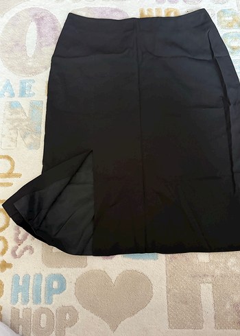 Siyah Midi Kalem Etek, Yırtmaçlı, Ofis Şıklığı - Görsel 2