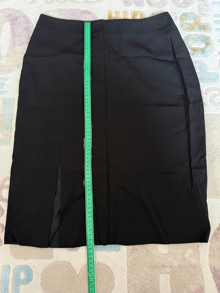 Siyah Midi Kalem Etek, Yırtmaçlı, Ofis Şıklığı - Görsel 3