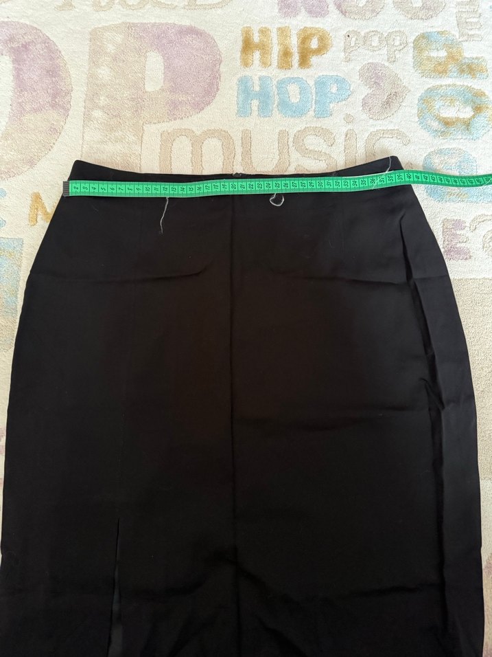 Siyah Midi Kalem Etek, Yırtmaçlı, Ofis Şıklığı - Görsel 4