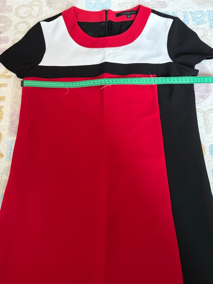 Kırmızı Siyah Midi Casual Elbise - Görsel 4