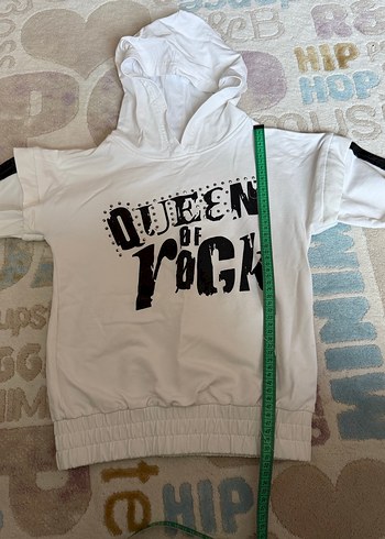 Kız Çocuk Beyaz Kapüşonlu Rock Sweatshirt - Görsel 2