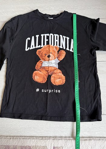 Uzun Kollu Ayıcık Baskılı Siyah Sweatshirt - Görsel 3