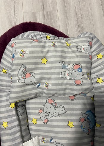 Gri Desenli Bebek Uyku Yatağı ve Yastığı - Görsel 2