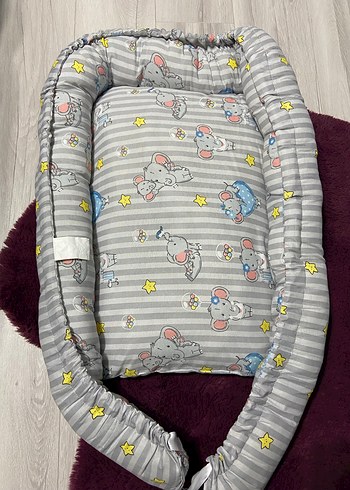 Gri Desenli Bebek Uyku Yatağı ve Yastığı - Görsel 6