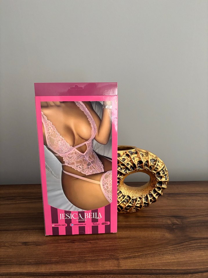 Pembe Dantel Detaylı Mini Strappy Bustiyer - Görsel 2