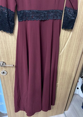 Bordo Uzun Kollu Kadın Elbise - Görsel 2