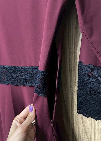 Bordo Uzun Kollu Kadın Elbise - Görsel 5