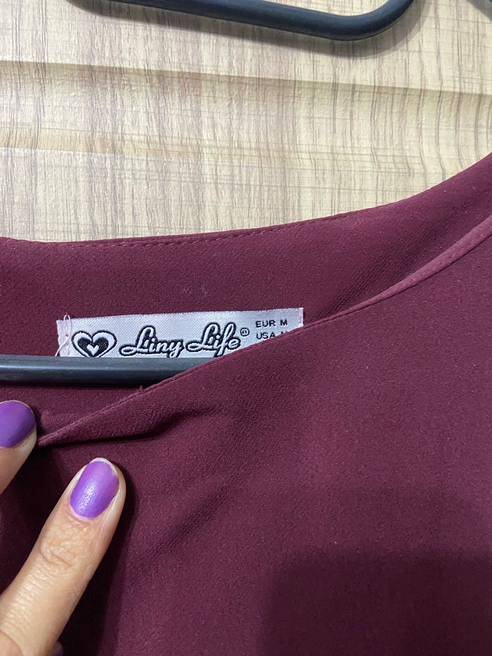 Bordo Uzun Kollu Kadın Elbise - Görsel 4