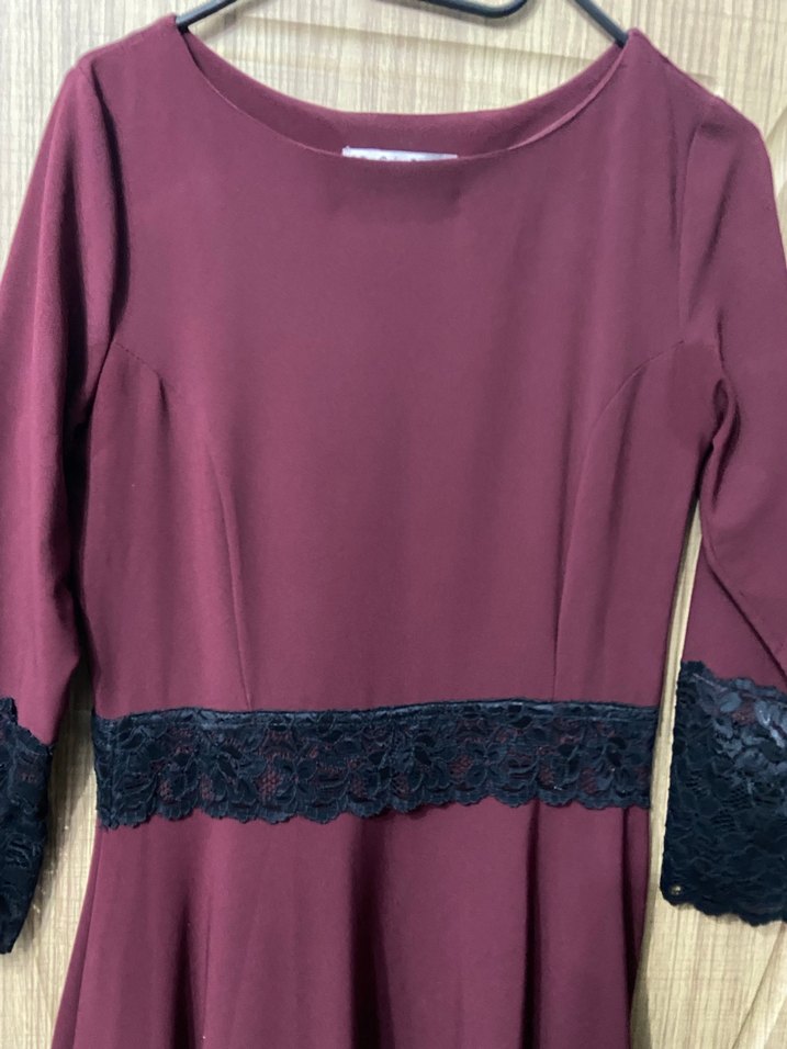 Bordo Uzun Kollu Kadın Elbise - Görsel 3