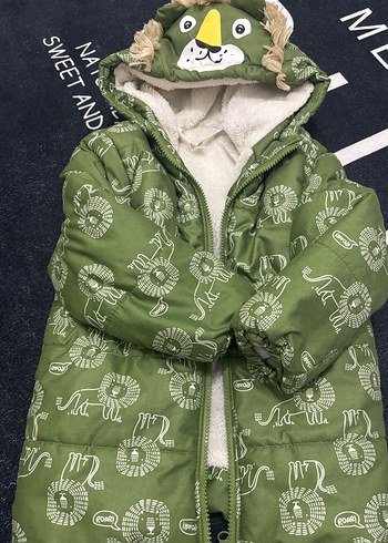 Kapüşonlu, Kürklü, Desenli Erkek Çocuk Mont - Görsel 2