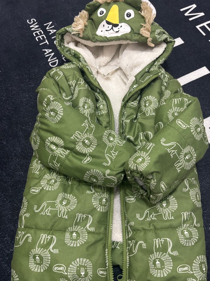 Kapüşonlu, Kürklü, Desenli Erkek Çocuk Mont - Görsel 2