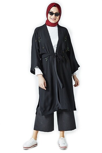 Kayra Kayra Boncuklu Giy Çık / Kimono Siyah