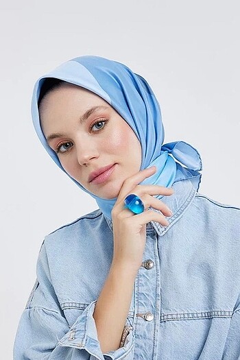 QEF Degrade Twill Eşarp Mavi