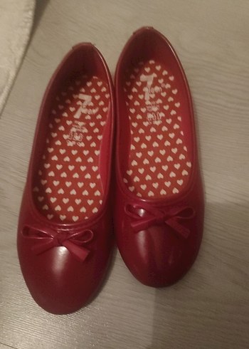 Kız Çocuk Kırmızı Fiyonklu Babet Ayakkabı