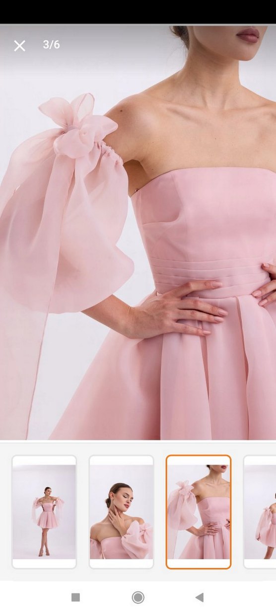 Pudra Mini Straplez Abiye Elbise - Görsel 2