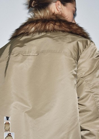 Bej Parlak Kadın Kemerli Ceket - Görsel 4