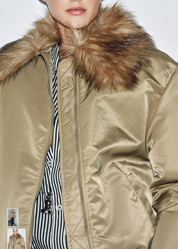 Bej Parlak Kadın Kemerli Ceket - Görsel 2