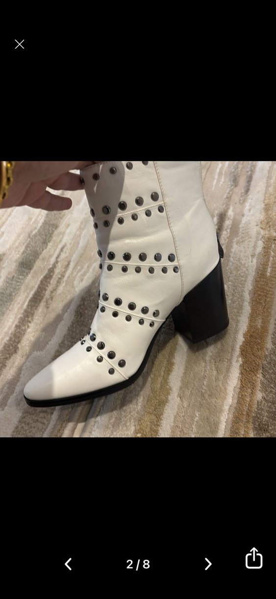 Beyaz Deri Tokalı Kadın Botları - Görsel 3